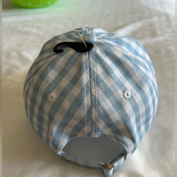 Blue Gingham Cap with Strawberry Embroidery — NWT! - Picture 3 of 4